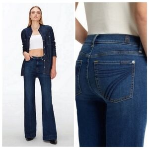 7 For All Mankind Indigo High-Rise Wide Leg Flare Jeans